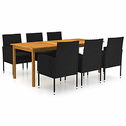 Salle à manger de jardin 7 pcs,Table et chaise à dîner Noir -MN64320