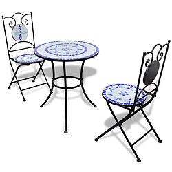 Maison Chic Mobilier de bistro et chaises de jardin 3 pcs Carreaux céramiques Bleu et blanc -GKD106284