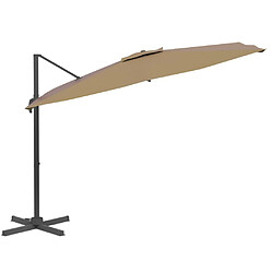 Avis Helloshop26 Parasol meuble de jardin cantilever à led 400 x 300 cm taupe 02_0008170