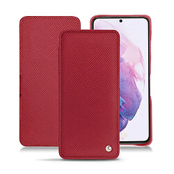 Housse cuir Samsung Galaxy S21 - Rabat horizontal - Rouge passion ( Pantone #a6192e ) - NOREVE