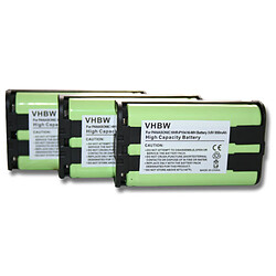 Lot de 3 batteries vhbw 850mAh pour téléphone fixe sans fil Panasonic KX-FPG379, KX-FPG391, KX-TG2300, KX-TG2302, KX-TG2302B, KX-TG2303