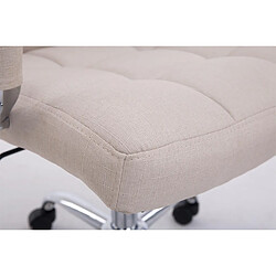 Acheter Decoshop26 Chaise fauteuil de bureau à roulettes en tissu crème hauteur réglable BUR10114