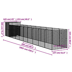 vidaXL Niche pour chien avec cour gris clair 165x1067x181 cm pas cher