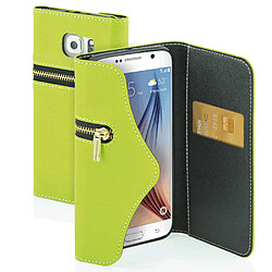 Etui Folio Fonex série Lady Zip pour Samsung Galaxy S6 SM-G920 vert et noir