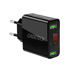 choetech dual-port wall Chargeur avec digital ecran 11w 2 x usb-a eu plug noir (c0028)