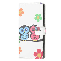 Etui en PU impression de motifs deux hiboux pour votre Samsung Galaxy A41 (Global Version)