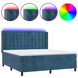 vidaXL Sommier à lattes de lit matelas et LED Bleu foncé 180x200 cm