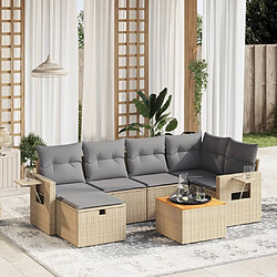 Maison Chic Ensemble à manger d'extérieur 7 pcs avec coussins,Salon de jardin,Mobilier de jardin mélange beige résine tressée -GKD510461