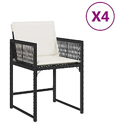 vidaXL Chaises de jardin lot de 4 avec coussins noir résine tressée