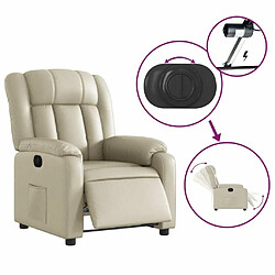 Maison Chic Fauteuil Relax pour salon, Fauteuil inclinable électrique Crème Similicuir -GKD82437 pas cher