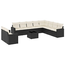 Maison Chic Salon de jardin 11 pcs avec coussins | Ensemble de Table et chaises | Mobilier d'Extérieur noir résine tressée -GKD21988