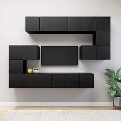 vidaXL Ensemble de meubles TV 10 pcs Noir Bois d'ingénierie