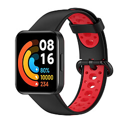 Bracelet en silicone bicolore, sangle respirante, noir/rouge pour votre Xiaomi Redmi Watch 2