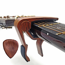 Wewoo Capo de guitare folk en bois massif 2 1 + ensemble de médiators foncé