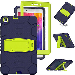 Coque en TPU + silicone, antichoc avec béquille bleu marine/chaux pour votre Samsung Galaxy Tab A 8.0 Wi-Fi (2019) SM-T290/T295