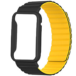 Bracelet en silicone magnétique, à déclenchement rapide pour votre Xiaomi Mi Band 7 Pro - Noir/jaune