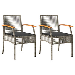 vidaXL Chaises de jardin coussins lot de 2 gris résine tressée acacia