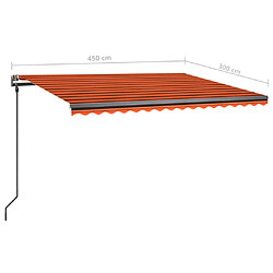 vidaXL Auvent manuel rétractable avec poteaux 4,5x3 m Orange et marron pas cher