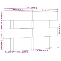 vidaXL Tête de lit Blanc 164x3x81 cm Bois massif de pin pas cher