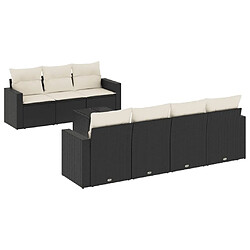 Maison Chic Salon de jardin 8 pcs avec coussins | Ensemble de Table et chaises | Mobilier d'Extérieur noir résine tressée -GKD97257