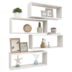 Avis Maison Chic Lot de 4 Étagères murales,Étagère Rangement flottate cube Blanc 60x15x23 cm Aggloméré -MN90324