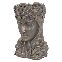 ML-Design Pot de Plantes/Fleurs Tête de Déesse, 21x16x32 cm, Bronze, Résine, Intérieur/Extérieur, Statue Massif, Femme Sculpture, Dame Visage, Vase Cache-pot, Planteur Décoration, Urne pour Jardin