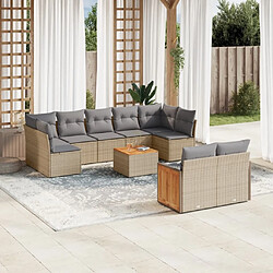 Maison Chic Salon de jardin avec coussins 10 pcs | Ensemble de Table et chaises | Mobilier d'Extérieur beige résine tressée -GKD60958