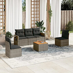 Maison Chic Ensemble Tables et chaises d'extérieur 6pcs avec coussins,Salon de jardin gris résine tressée -GKD585318