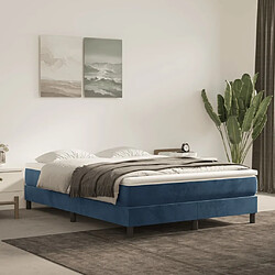 Maison Chic Lit Adulte - Lit simple Lit à sommier tapissier et matelas moelleux - Meuble de Chambre - Bleu foncé 140x200cm Velours -MN37923