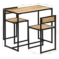 vidaXL Ensemble de salle à dîner 3 pcs Bois de manguier solide pas cher