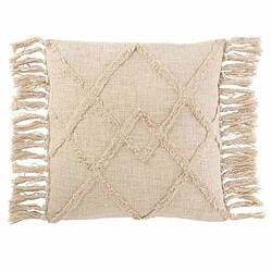 Paris Prix Coussin Déco Franges Losange 50x50cm Crème