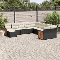 Maison Chic Salon de jardin 11 pcs avec coussins | Ensemble de Table et chaises | Mobilier d'Extérieur noir résine tressée -GKD71840