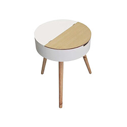 The Home Deco Factory Table d'appoint ronde coffre intégré Blanc.