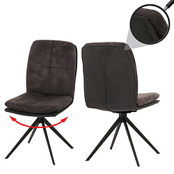 Decoshop26 Lot de 2 chaises de salle à manger pivote à 180° cadre trépied en métal assise en tissu gris foncé 04_0007405