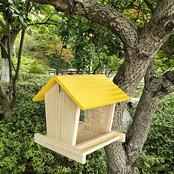 Universal Éleveur d'oiseaux Décoration de cour en bois Distributeur d'aliments pour oiseaux sauvages Maison d'oiseaux en bois avec toit Décoration de cour familiale