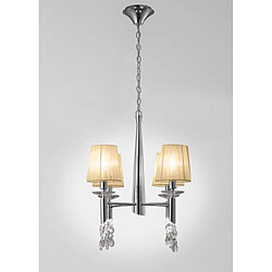 Luminaire Center Suspension Tiffany 4+4 Ampoules E14+G9, chrome poli avec Abat jour bronzes & cristal transaparent