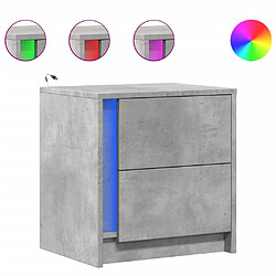 vidaXL Armoire de chevet et lumières LED gris béton bois d'ingénierie