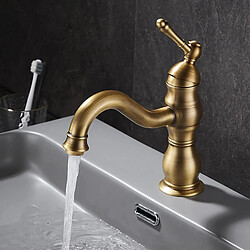 Robinet de Lavabo Rétro, Robinet Salle de Bain en Laiton Bronzé