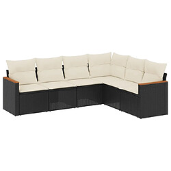 Maison Chic Ensemble Tables et chaises d'extérieur 6pcs avec coussins,Salon de jardin noir résine tressée -GKD131659