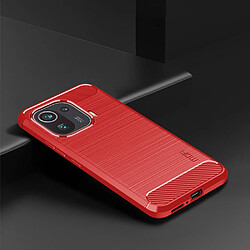 Mofi Coque en TPU Fibre de carbone design brossé rouge pour votre Xiaomi Mi 11 Pro