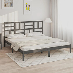 vidaXL Cadre de lit sans matelas bois massif gris 200x200 cm