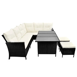 Acheter vidaXL Salon de jardin 4 pcs avec coussins Résine tressée Noir