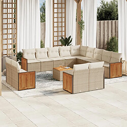 Maison Chic Salon de jardin avec coussins 14 pcs | Ensemble de Table et chaises | Mobilier d'Extérieur beige résine tressée -GKD91309