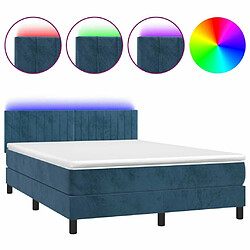 Sommier à lattes LED,Cadre à lattes de lit avec matelas pour Adulte Bleu foncé 140x200 cm -MN14770