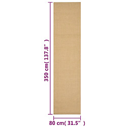 vidaXL Tapis Sisal naturel 80x350 cm pas cher