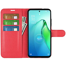 Etui en PU texture litchi, anti-écaillage avec support pour votre Oppo Reno8 Pro + 5G/Reno8 Pro 5G (Global Version) - rouge