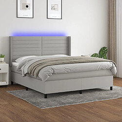 vidaXL Sommier à lattes de lit matelas LED Gris clair 160x200 cm Tissu