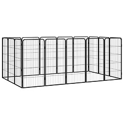 vidaXL Parc pour chien 16panneaux Noir 50x100cm Acier enduit de poudre