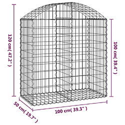 Acheter vidaXL Panier de gabions arqué 100x50x100/120 cm Fer galvanisé