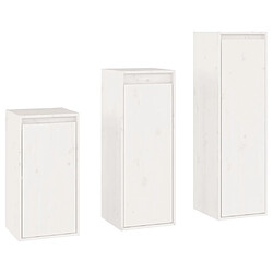 Maison Chic Meubles TV 3 pcs pour salon Blanc Bois massif de pin -MN52536